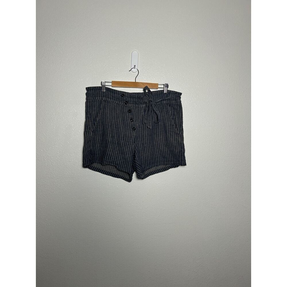 Free People Denim Pinstripe High-Rise Linen Shorts